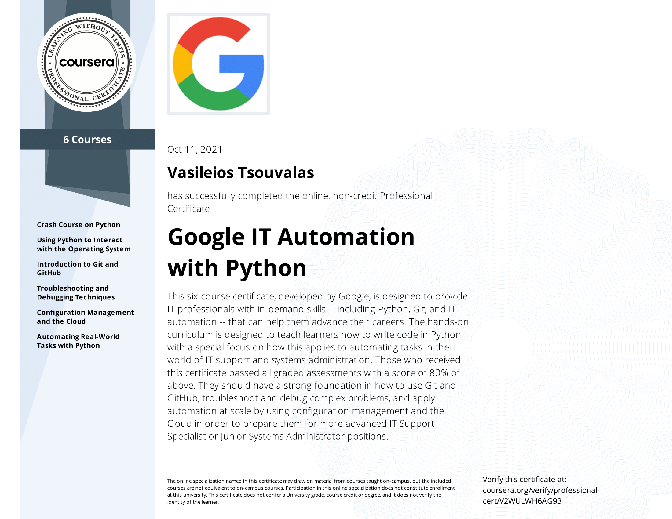Google IT Automation